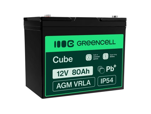 Baterie Green Cell® AGM 12V 80Ah VRLA baterie plumb-acid fără întreținere pentru iaht barca cu pânze solar rulotă case mobile
