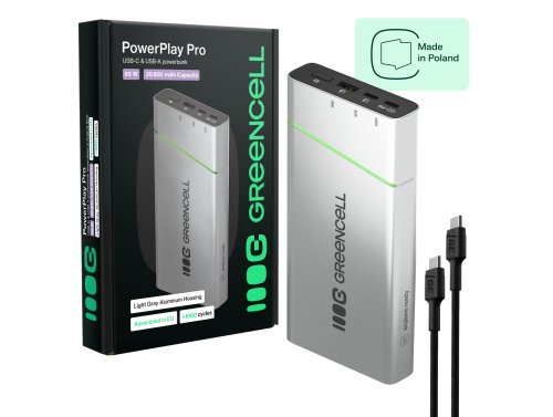 Powerbank Greencell PowerPlay Pro 20800mAh 65W – încărcare rapidă, PD, Ultra Charge, produs în Polonia